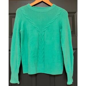 TALBOTS Petite P Sweater Turquoise Women's Braided Classic Business Casual